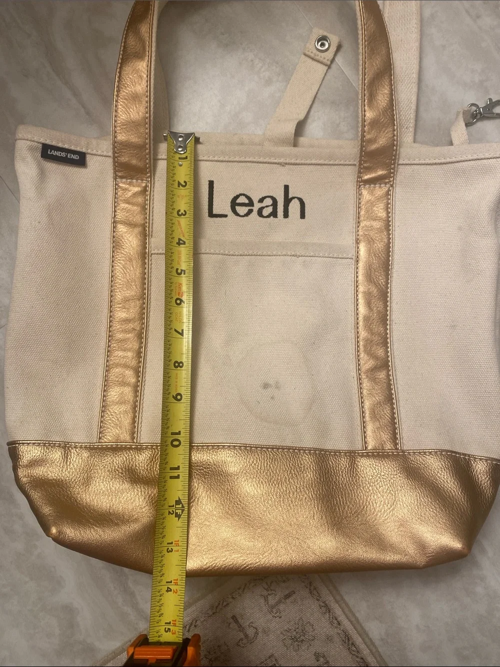 Personalized Canvas Tote with Rose Gold Trim - Leah
